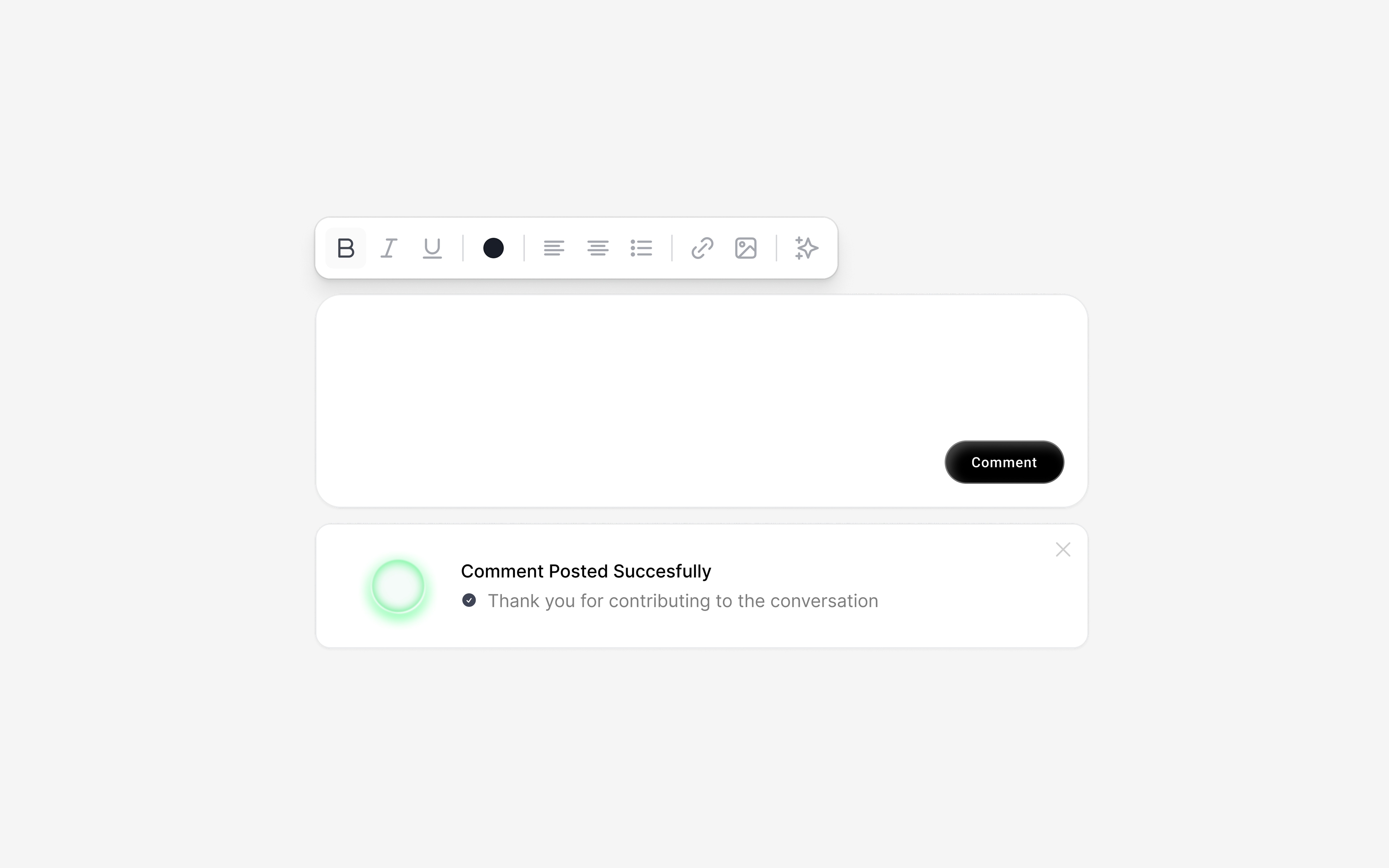 Loader state: comment posted successfully