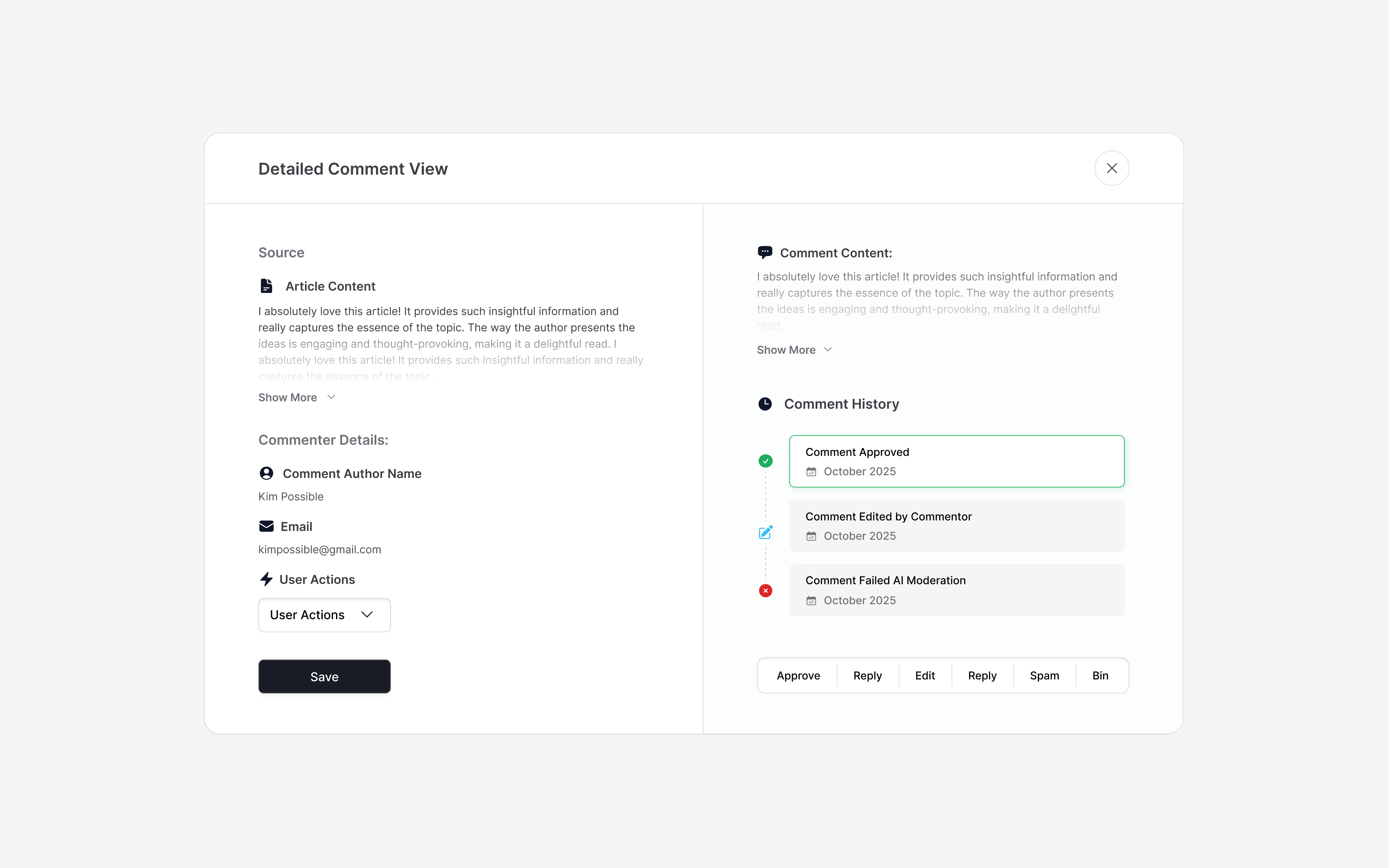 Coeditor detailed comment view